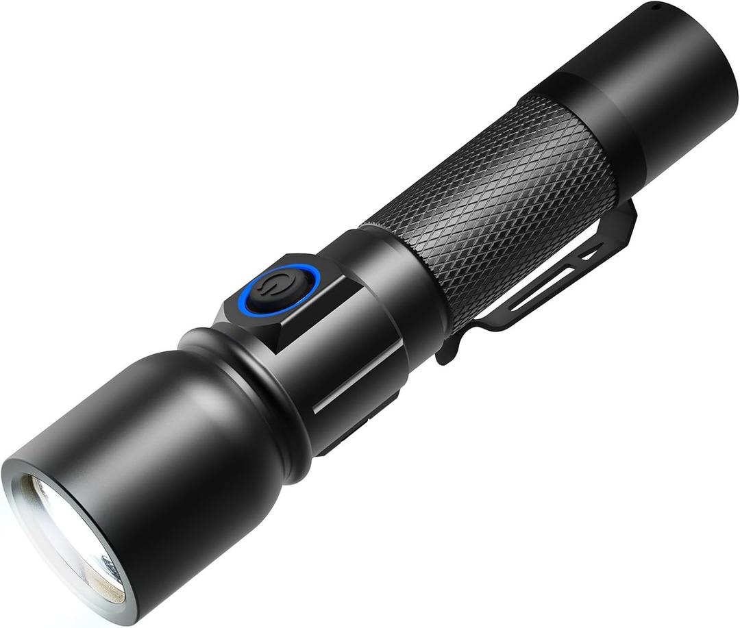 Consciot Rechargeable Flashlight One Click On/Off, Max. 1200 Lumens, 7 Modes Adjustable Including Lock Mode, Powerful Handheld Flash Light Outdoor for Camping, Hiking, Dog Walking, Emergency