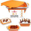 XUDAKAIXIN Collapsible BBQ Prep Tub for Meal Prep, Marinating,Food Storage, picnics, camping, barbecues,cutting fruits and vegetables - Includes Cutting Board and Locking Lid,(X-Large) Orange