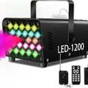 Fog Machine 24 Colorful LED Lights Effect 1200W Smoke Machine and 2500CFM Fog with 1 Wired Receiver and 2 Wireless Remote Controls Perfect Present for Christmas Party Wedding DJ Performance and Stage (9.8*5.5*4.7 Inch)