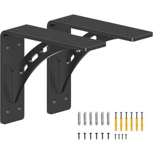 7 inch x 6 inch Heavy Duty Shelf Brackets , Max Load 1100 Lbs ,Premium Alloy Metal Mantel Brackets (Set of 2) Fireplace Mantel Brackets - Countertop Support (7" x 6" )