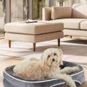 OhGeni Orthopedic Dog Couch Medium Sized Pet Beds for Fathers Gifts with Comfort Foam Support, Soft Indestructible Fabric, Machine Washable Waterproof Removable Cover, 28-Inch (Gray)