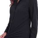 Women's Basic Button Down Shirts Long Sleeve Plus Size Simple Stretch Formal Casual Shirt Blouse (Black, L)