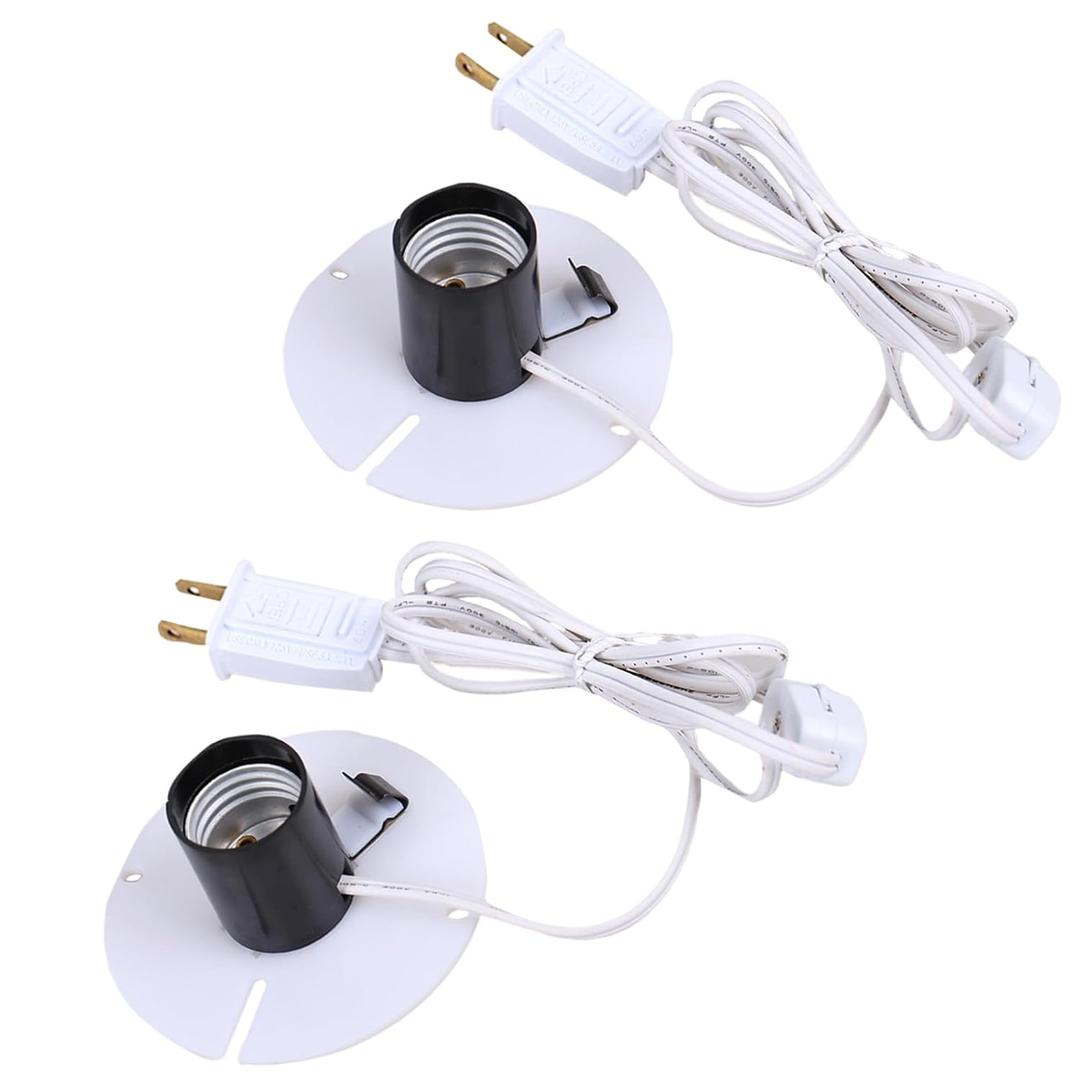 Blow Mold Light Kit Replacement Medium Base LightLight Cord with Switch, for MB48 E26 E27LED Single Light Cord Kit,for Christmas Village Halloween Salt Lamps Home Festive (2 Sets) (White 2 Pcs)
