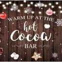 Allenjoy Hot Cocoa Bar Rustic Wood Photography Backdrop Winter for Newborn Kids Birthday Party Decorations Supplies Snowflake Glitter Props Baby Shower Cake Smash Pictures Shoot Background