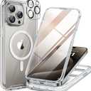 Miracase Magnetic for iPhone 15 Pro Max Case 6.7'' [Compatible with Magsafe] Full-Body Drop Proof Bumper Phone Case for iPhone 15 Pro Max with Built-in 9H Tempered Glass Screen Protector,Clear