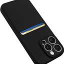 Designed for iPhone 16 Pro Case with Card Holder for Women Men Soft Silicone Cover [Microfiber Lining] Full Camera Protection Shockproof Slim for iPhone 16 Pro Case Wallet Black