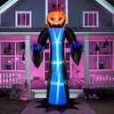 Joiedomi 12 FT Tall Halloween Inflatables Outdoor Decor, Inflatable Halloween Decor Outdoor Scary Decorations, Blow Up Pumpkin for Outside with LEDs for Yard Decorations