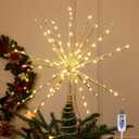 HMASYO 15 Inch Twinkling Starburst Christmas Tree Star Topper, 19-Point Gold Star Tree Topper with 150 LED, Remote Control & Timer, USB Power for Indoor Home Holiday Party Xmas Tree Decoration