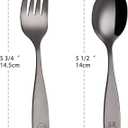 ANNOVA Kids Silverware Children's Safe Flatware Set Stainless Steel - Children Forks, Children Tablespoons, Toddler Utensils, Metal Cutlery Set for LunchBox (Black Gold, 6)