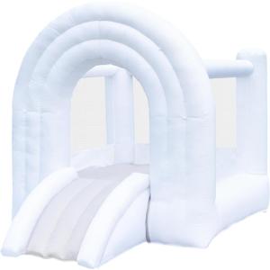 Magic Rainbow Bounce House, White Bounce House with Slide, Blower Included, Kids Bouncy Castle Indoor Outdoor, 8 ft L x 6 ft W x 6.7 ft H, Dreamy Play Space for Kids