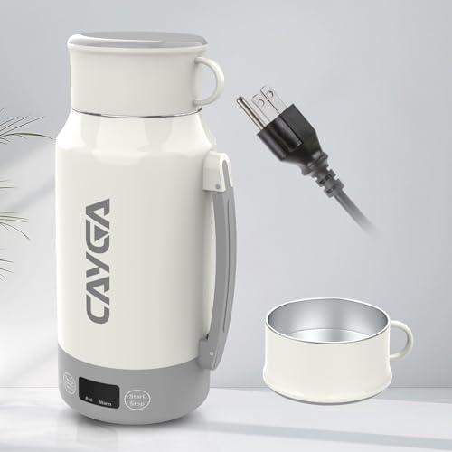 34 Oz/1000ml Travel Portable Tea Kettle with Temperature Control and LCD Display, 304 Stainless Steel Water Boiler Heating Mug (Power Cable Not Included)