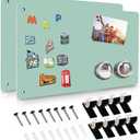 Green 2Pack Magnetic Board,17.5" x 11.4" Magnet Bulletin Board to Display Magnetic Notes, Poetry, Photos, Suitable for Wall, Refrigerator, Cabinet etc, Come with 4 Pcs Dual Lock Tape and Screws