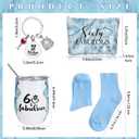 4 Pcs 60 and Fabulous Tumbler 60th Birthday Gifts for Women Inspirational 12oz Marble Stainless Steel Insulated Tumbler Sixty and Fabulous Makeup Bag Wine Sign Keychain Socks, 60th