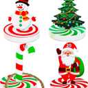 Vicenpal Christmas Ring Toss Game Set, Christmas Party Games for Adults, Family, Xmas Wooden Ring Toss with 4 Rings Candy Cane Snowman Santa Claus Nutcracker Fun Games Gifts