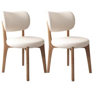 Solid Wood Dining Chairs Kitchen Chairs Set of 2 Mid Century Modern Dining Chairs with Wooden Frame and Upholstered Farmhouse Dining Room Chairs for Kitchen,Living Room (A-light Walnut + White)
