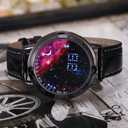 MINILUJIA LED Touch Screen Watch Unique Cool Watch Meteor Shower/Wish Tree Brain/Universe Milky Way/Simple Black Dial Watch with Soft Leather Strap Black Band