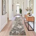 2x10 Washable Hallway Runner Rug Non-Slip Stain-Resistant Low-Pile Long Carpet Runner for Kitchen Entryway Living Room Bedroom Bathroom, Modern Abstract Neutral (Brown Beige,2x10)