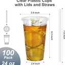 Dealusy 100 Pack - 24 oz Clear Plastic Cups with Lids and Straws, Sturdy & Food Safe Iced Coffee Cups with lids, Disposable Plastic Smoothie Cups for Cold Drinks