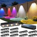 JOFIOS Fence Lights Solar Powered 12 Pack, Warm White, Cool White and RGB Color Glow LED Solar Lights Outdoor, IP65 Waterproof Solar Fence Lights for Patio, Backyard, Railing, Deck and Wall (Black)