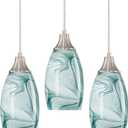 Karyfine Art Glass Mini Pendant Lights for Kithen Island Blown Glass Pendant Lighting Shade with Brushed Nickel Finish 3Pack Hanging Pendant Light Kitchen Counter,Dining/Living Room