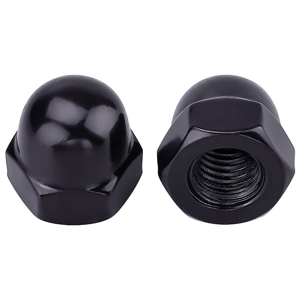 M10-1.5 Hex Head Acorn Cap Nuts, 304 Stainless Steel 18-8 Hexagon Head Acorn Dome Cap Nuts, Black Oxide Finish, Hex Drive, 20 PCS