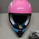 Youth Dirt Bike Helmet DOT Certified - Full Face Motorcycle Helmet for Off-Road, ATV, Street Riding, Includes Adjustable Goggles & Protective Gloves, Pink, Small