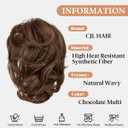 CJL HAIR Claw Clip Short Ponytail Hair Extensions DIY Bendable Metals Messy Bun Hair Piece for Wonen Wavy Curly Synthetic Fake Hairpieces Chocolate Multi