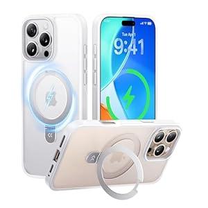 CASEKOO Ultra-Magnetic Stand for iPhone 17 Pro Max Case [Military Drop Protection] [Compatible with MagSafe] Shockproof Translucent Matte Slim Ring Holder Case for iPhone 17 ProMax 6.9", White