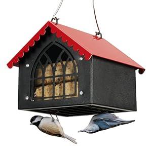 Kingsyard Double Upside Down Suet Feeder with Weatherproof Roof, All Metal Suet Feeders for Outdoors Hanging, Great for Downy Woodpecker Nuthatch Chickadee, Red