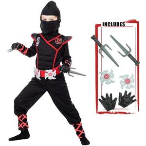 Ninja Costume for Kids with Accessories for Boys Toddler Halloween Costumes Dress Up Birthday Role Play,Size L