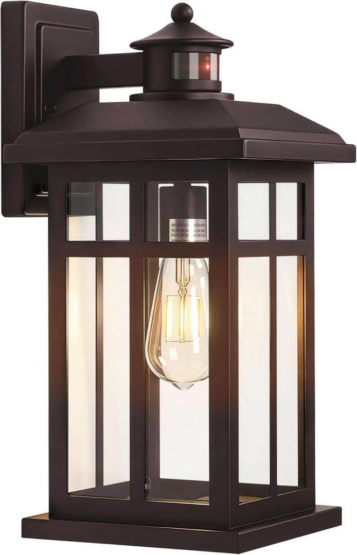 Brilvibera Motion Sensor Outdoor Wall Sconces Hardwired 16" Bronze