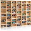 Hot 1/64 Diecast Wheels Display Case Holds Toy Cars Wooden Wall Mount Car Display Shelf Storage Organizer Case for Toy Collectibles, Wheel, Model, 10 Layers (60 Spaces)