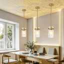 4.72" Hammered Glass Pendant Lighting for Kitchen Island 1 Pack, Modern Brushed Gold Pendant Light Fixtures, Adjustable Ceiling Pendant Light for Kitchen Island Dining Room Bedroom Hallway