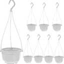 Hanging Plastic Planter Pot with Hook, 8Pcs Small Flower Pots Baskets for Outdoor Indoor Garden Plants, Octagonal Nursery Planter Holder for Outdoor Indoor Plant Garden Balcony Patio (White, 6.7Inch)