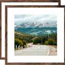 Wood 16x16 Picture Frame with 12x12 Mat Deep Brown, Display 12x12 with Mat or 16x16 without Mat, Wood 16 by 16 Photo Frame, 16 x 16 Frame for Wall Hanging Display, Deep Brown, 2 Pack