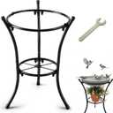 16" Tall Metal Bird Bath Stand, 2-Tier Wrought Iron Plant & Gazing Ball Stand with 6 Non-Slip Pads, Sturdy Multi-Use Flowerpot Holder for Outdoor Indoor Garden Patio