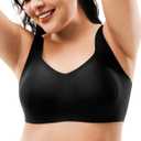 2 x Womens Seamless Wireless Bras Supportive Push Up Bralettes (Black, S)