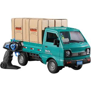 GoolRC Remote Control Car Kei Truck, 1:16 Scale RC Transport Pickup Truck with Spray and Light, 2.4GHz All Terrain RC Cars for Teens and Adults Christmas or Birthday Gift (Green)