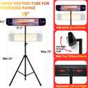 Paraheeter Electric Outdoor Heater, Infrared Patio Heater for Outdoor/Indoor Use, Wall Mounted/Ceiling/Tripod Infrared Heater Outdoor, 1500W Electric Patio Heater, CSA certificate.