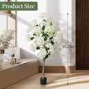 Set of 2 Artificial White Hydrangea Flower Trees 4FT, Fake Silk Floral Plants Indoor Outdoor, Lifelike Decorative Faux Hydrangea Flower Tree in Pot for Home Garden Office Front Decor