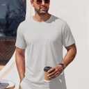 TACVASEN Mens Cotton T Shirt Casual Summer Tshirt Crew-Neck Short Sleeve Soft Tee Classic Basic T-Shirt (Gray, L)
