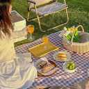 K Y KANGYUN 80x80 in Extra Large Picnic Blanket Outdoor Beach Blankets, Water-Resistant Foldable Sandproof Blankets Cute Picnic Mat for Beach, Camping Grass Lawn Park Mats (Tan Gingham)