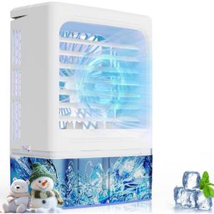 Portable Air Conditioner, Cooling Fan with 3 Speeds & 3 Modes, Evaporative Air Cooler Fan for Home & Office, Small Mini Conditioners, 7 Color Lights 2/4 Hour Timer, 900mL Water Tank (White Bule) Portable Air Conditioner, Cooling Fan with 3 Speeds & 3 Modes, Evaporative Air Cooler Fan for Home & Office, Small Mini Conditioners, 7 Color Lights 2/4 Hour Timer, 900mL Water Tank (White Bule)