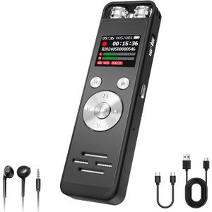 128GB Digital Voice Recorder with Playback - Voice Activated Recorders for Lectures/Meetings/Interviews, 9300Hours Audio Recorder Device, Dictaphone Tape Recorder Portable Mini with USB and Mp3 Player