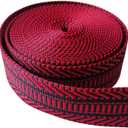 Nylon Webbing 1.5 inch Striped Webbing Polyester Webbing Heavy Duty Ribbon for Crafts Bag Handles Camera Purse Strap DIY Pet Collars Leash Backpack Belt 5 Yards 38mm (Red)