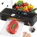 Vacuum Sealer for Food, 95kPa Food Saver Vacuum Sealer Machine, 135W Fast-Sealing by Built-in Bag Storage, Easy Tear Cutter, 9-in-1 Compact Food Vacuum Sealer Machine with 10 ft Bag Roll (Black)
