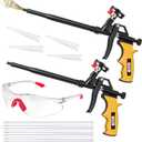 Spray Foam Gun Insulation (2 x Foam Gun / 4 Nozzle) Foam Spray Gun, Teflon-Coated Professional Expanding Foam Gun, Foam Dispensing Gun, for Caulking, Insulating Foam Applicator Yellow - 2 Pack