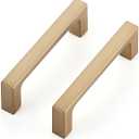 Ravinte 10 Pack Solid 3 Inch Square Cabinet Handles - Champagne Bronze Pulls for Drawers and Kitchen Cabinets - Hardware Handles (3 inch hole center)