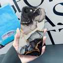 Case Compatible with iPhone 15(6.1 in),Black Gold Marble Hybrid 2-Layer Hard Shell+Silicone Scratch-Resistant Shockproof Protective Case for iPhone 15