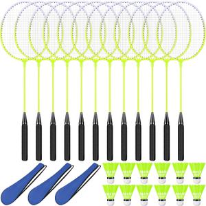 12 Pack Badminton Rackets Set Including Badminton Racquets, Nylon Shuttlecocks and Carry Bag for Outdoor Backyard Games Beginners